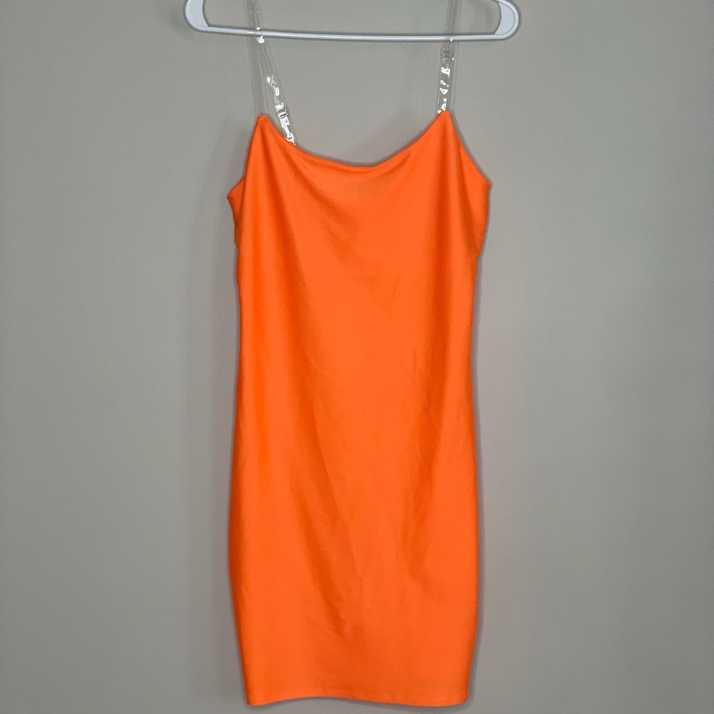 Orange sleeveless mini dress
